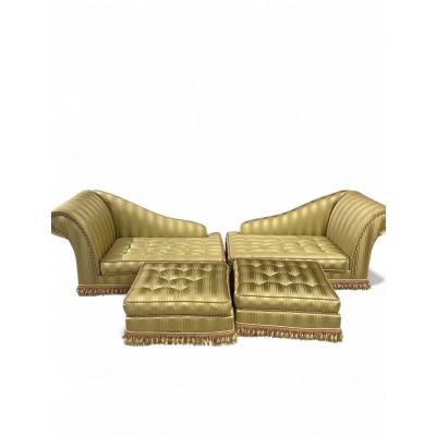 Paire de Méridiennes et Reposes Pied style Napoléon III, France,, 20ème