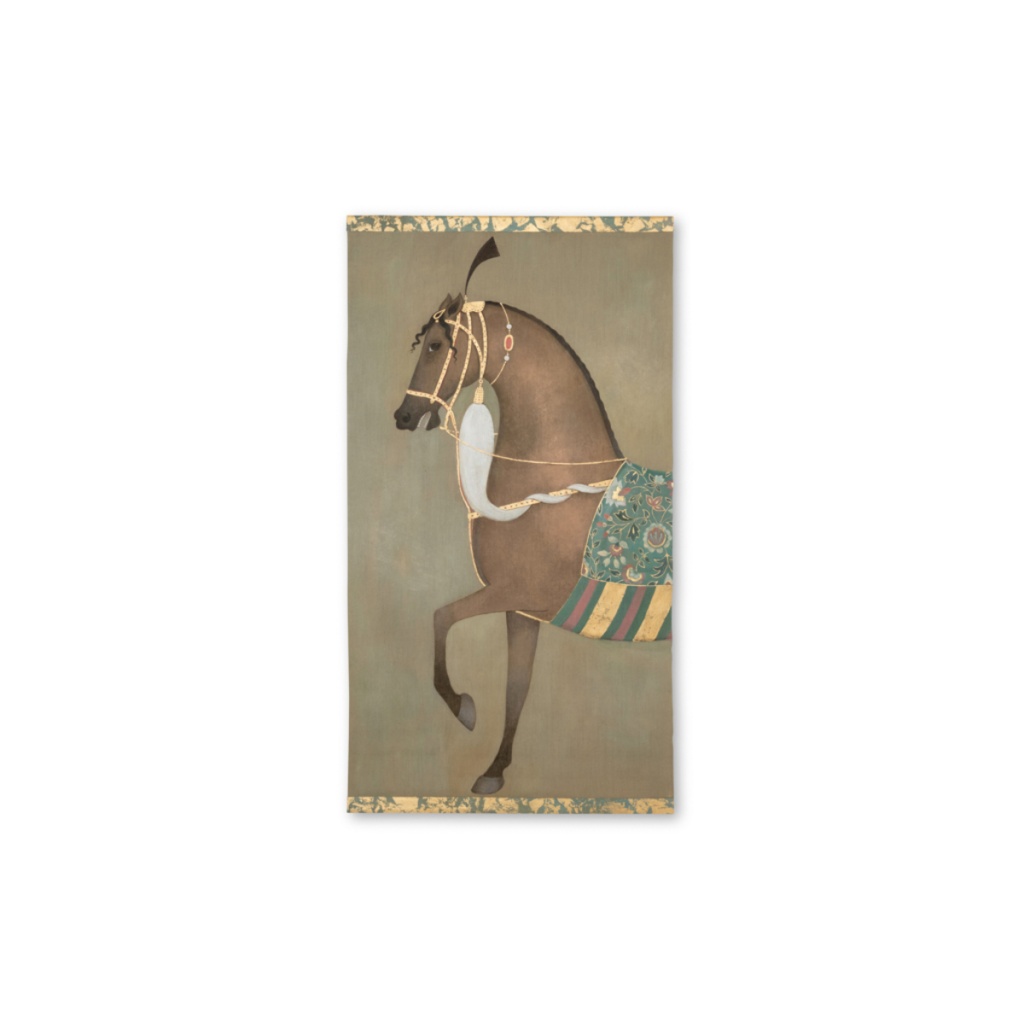 Toile peinte figurant un cheval indien de profil. Travail contemporain. LS6505B1086 5