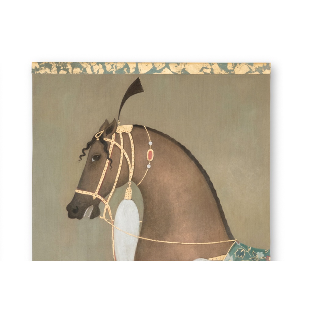Toile peinte figurant un cheval indien de profil. Travail contemporain. LS6505B1086 7