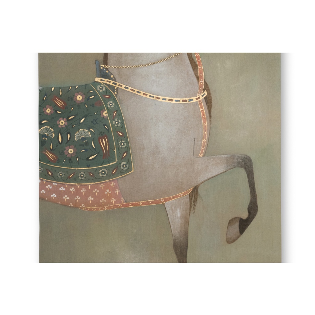 Toile peinte figurant un cheval indien de profil. Travail contemporain LS65051086 6 Toile peinte figurant un cheval indien de profil. Travail contemporain LS65051086 6