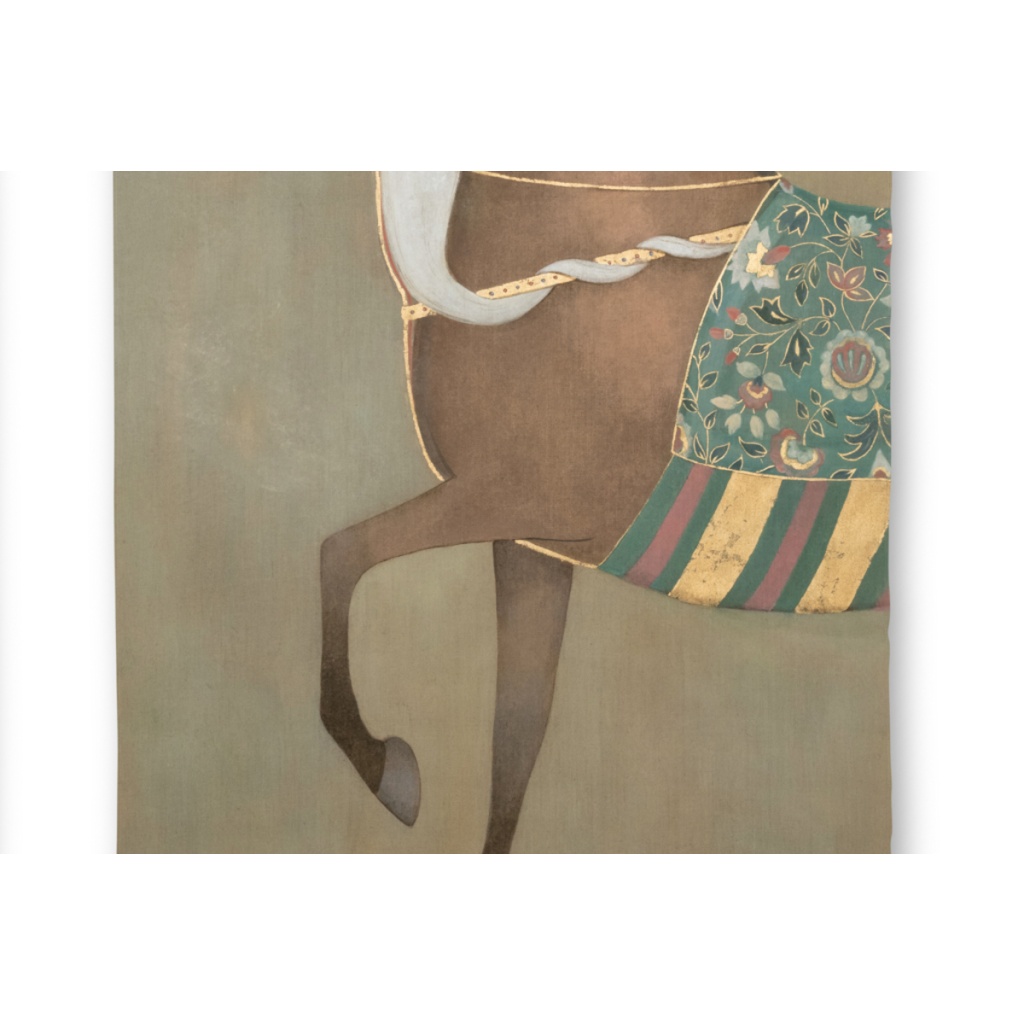 Toile peinte figurant un cheval indien de profil. Travail contemporain. LS6505B1086 8