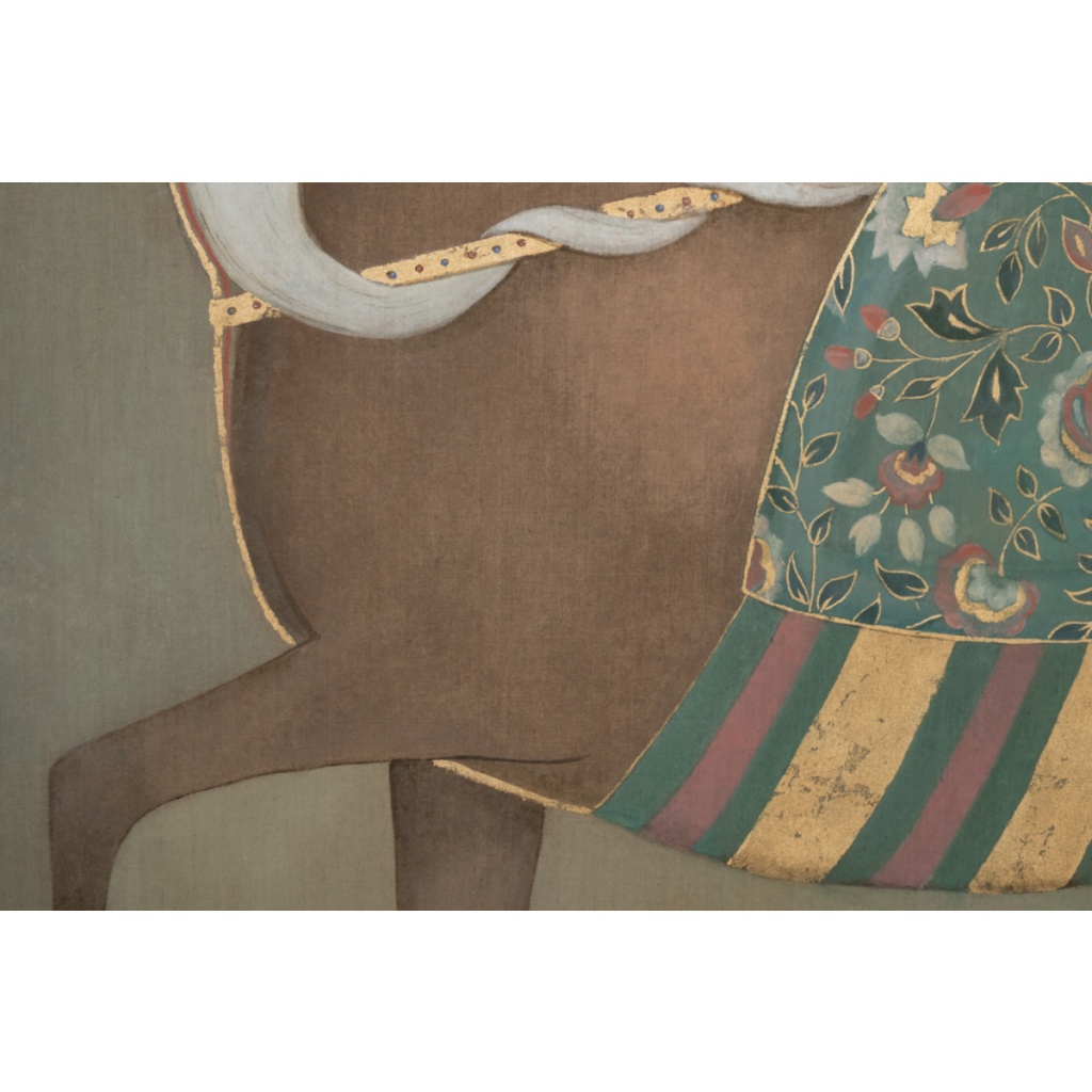Toile peinte figurant un cheval indien de profil. Travail contemporain. LS6505B1086 9