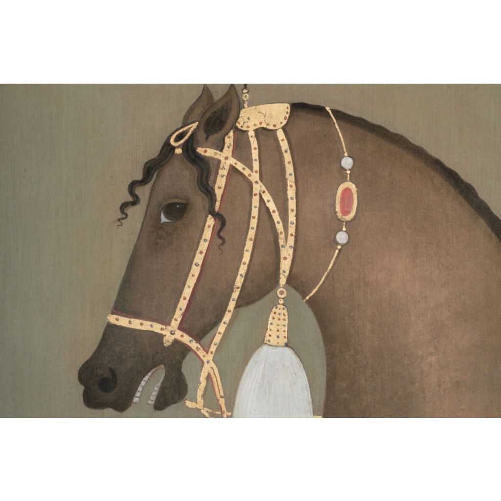 Toile peinte figurant un cheval indien de profil. Travail contemporain. LS6505B1086 11