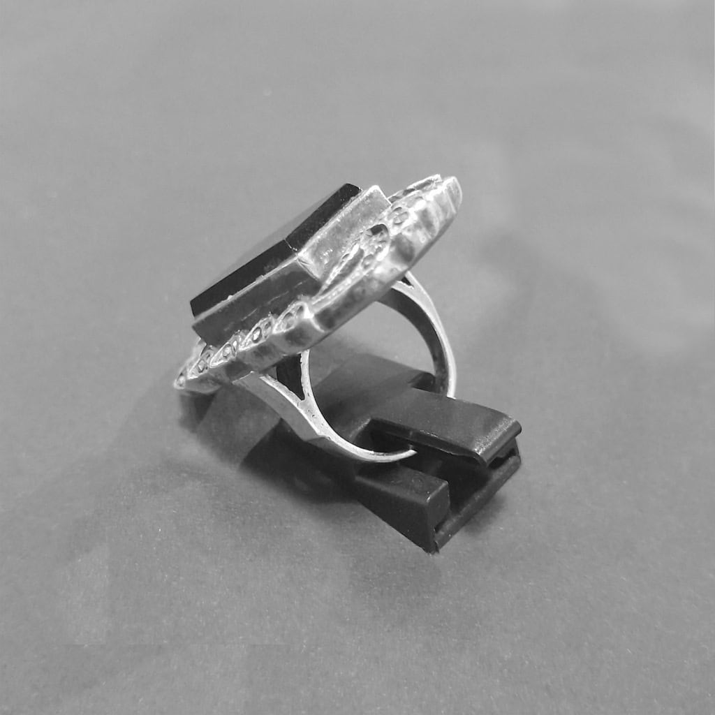 Grande bague art déco, argent 925, onyx et marcassite 13 Grande bague art déco, argent 925, onyx et marcassite 13