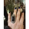 Grande bague art déco, argent 925, onyx et marcassite 15 Grande bague art déco, argent 925, onyx et marcassite 15