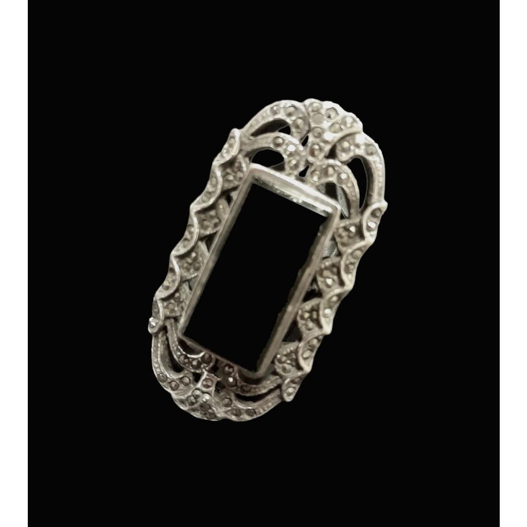 Grande bague art déco, argent 925, onyx et marcassite 5 Grande bague art déco, argent 925, onyx et marcassite 5