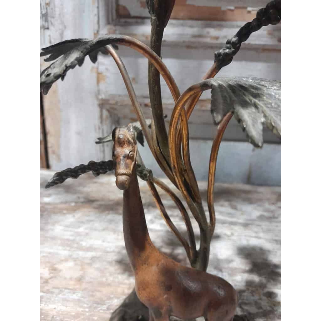 Ensemble ornemental, girafe et palmiers, bronze, début XXÈME 4