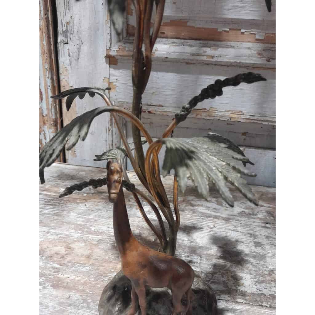 Ensemble ornemental, girafe et palmiers, bronze, début XXÈME 8