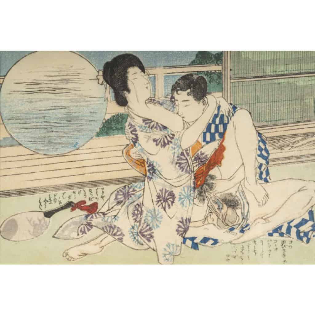 Série de 8 estampes érotiques japonaises, d’époque XIXéme siècle. 8