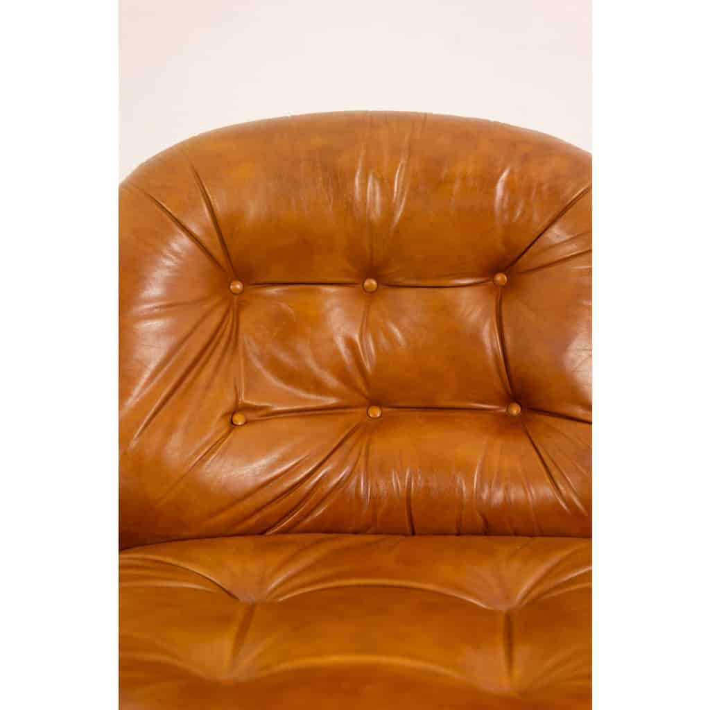 Carlo Di Carli. Fauteuil en cuir et métal. Années 1970 8