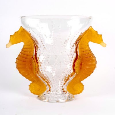Lalique France – Vase Poséidon Cristal Blanc et Orange – NEUF – 48/99 Lalique France – Vase Poséidon Cristal Blanc et Orange – NEUF – 48/99