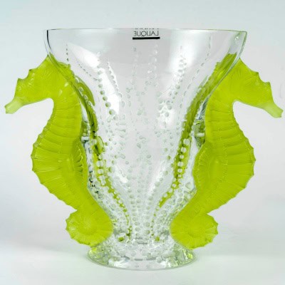 Lalique France – Vase Poséidon Cristal Blanc et Vert Absinthe – NEUF – 92/99 Lalique France – Vase Poséidon Cristal Blanc et Vert Absinthe – NEUF – 92/99