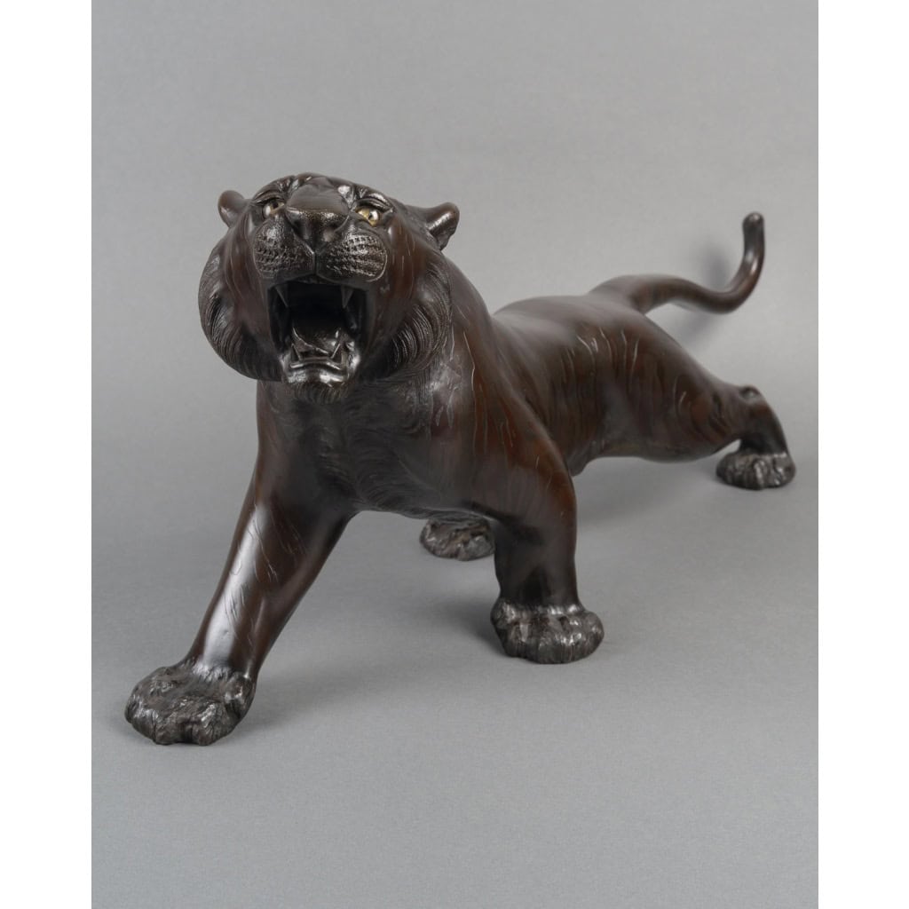 Sculpture – Le Tigre Rugissant , Omori Mitsumoto Dit Kôgen – Bronze 4 Sculpture – Le Tigre Rugissant , Omori Mitsumoto Dit Kôgen – Bronze 4