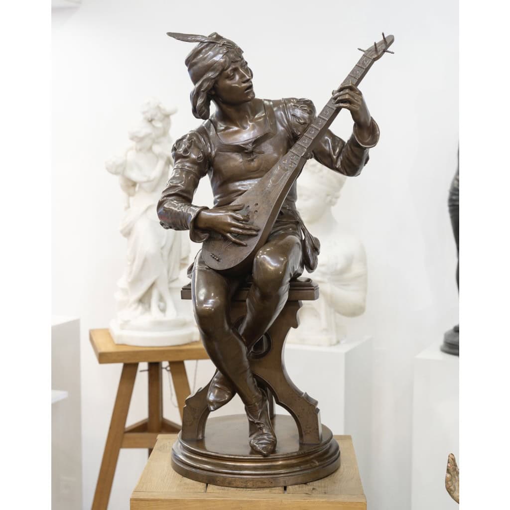 Sculpture – Le Troubadour , Émile Boisseau (1842-1923) – Bronze 4 Sculpture – Le Troubadour , Émile Boisseau (1842-1923) – Bronze 4