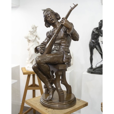 Sculpture – Le Troubadour , Émile Boisseau (1842-1923) – Bronze Sculpture – Le Troubadour , Émile Boisseau (1842-1923) – Bronze