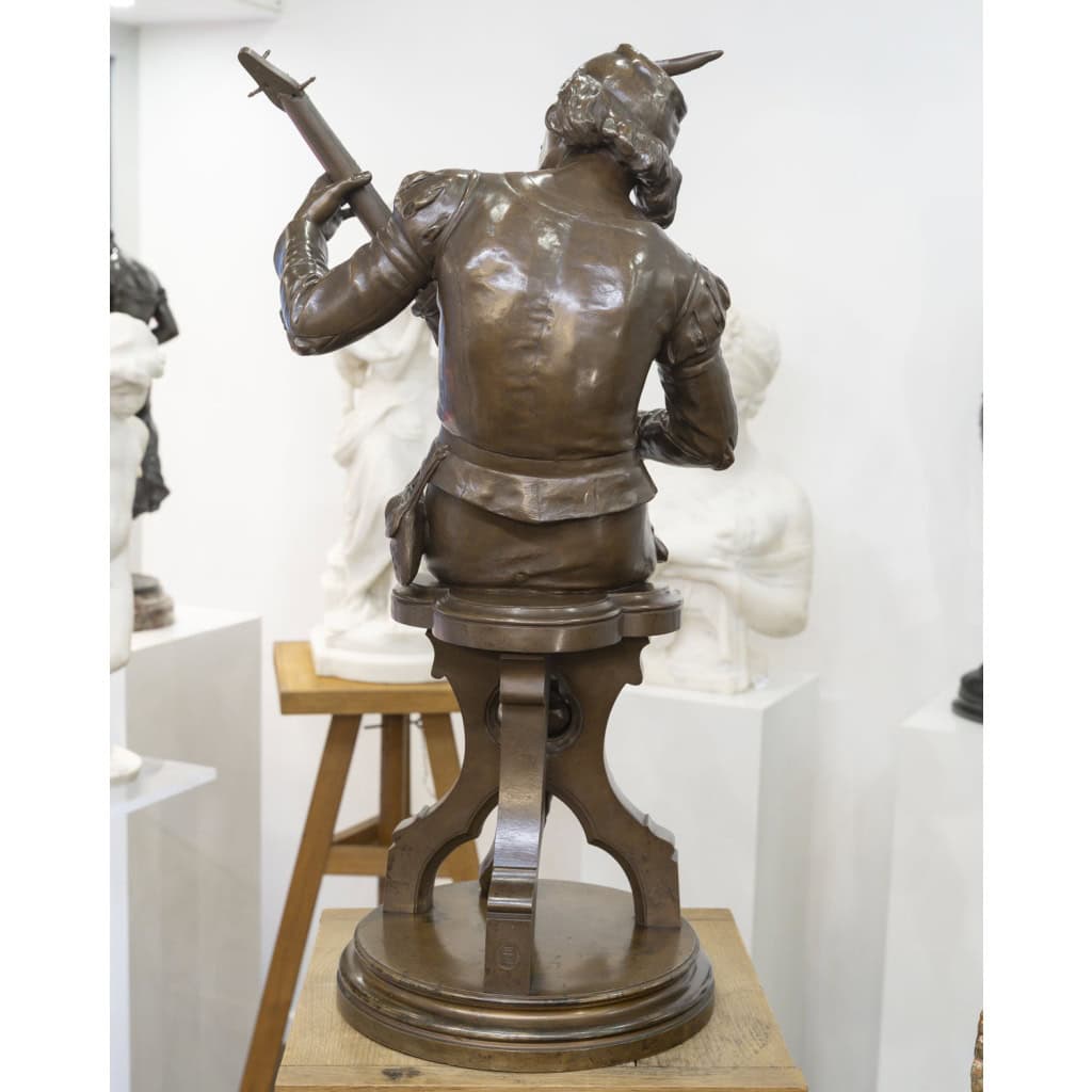 Sculpture – Le Troubadour , Émile Boisseau (1842-1923) – Bronze 7 Sculpture – Le Troubadour , Émile Boisseau (1842-1923) – Bronze 7