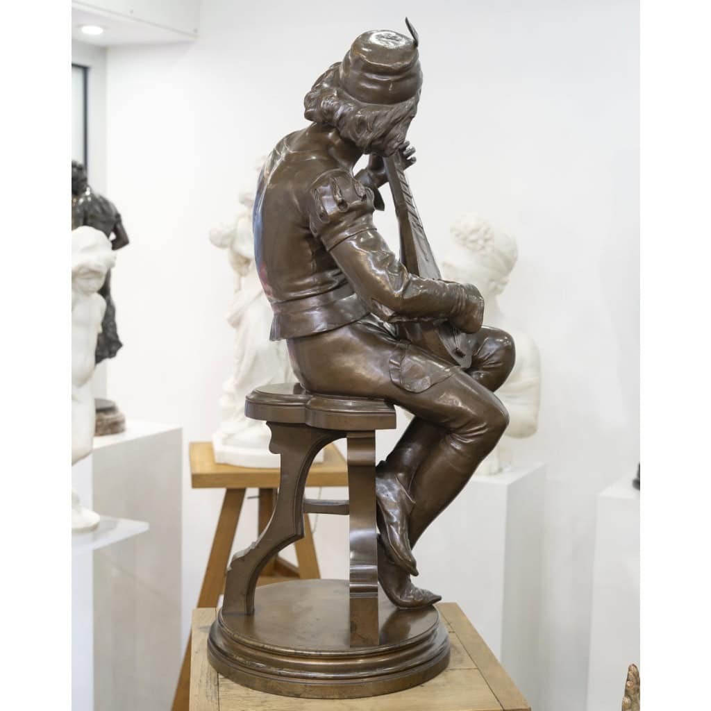 Sculpture – Le Troubadour , Émile Boisseau (1842-1923) – Bronze 8 Sculpture – Le Troubadour , Émile Boisseau (1842-1923) – Bronze 8