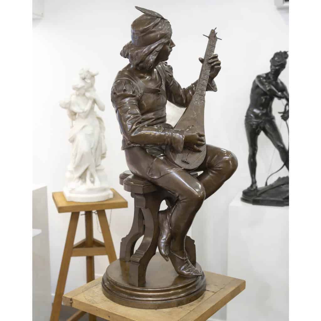 Sculpture – Le Troubadour , Émile Boisseau (1842-1923) – Bronze 9 Sculpture – Le Troubadour , Émile Boisseau (1842-1923) – Bronze 9