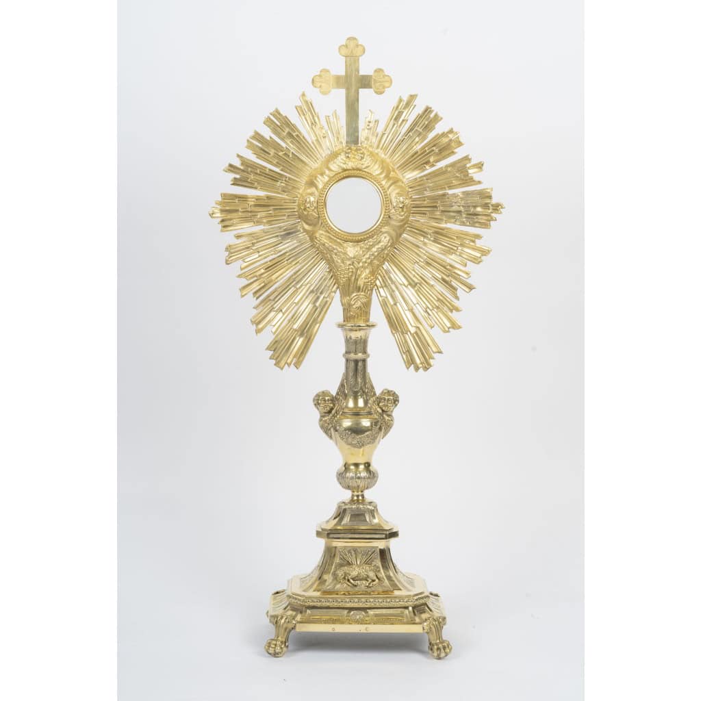 Ostensoir en bronze doré à décor de chérubins, d&rsquo;époque Napoléon III (1848-1870), XIXème siècle. 3
