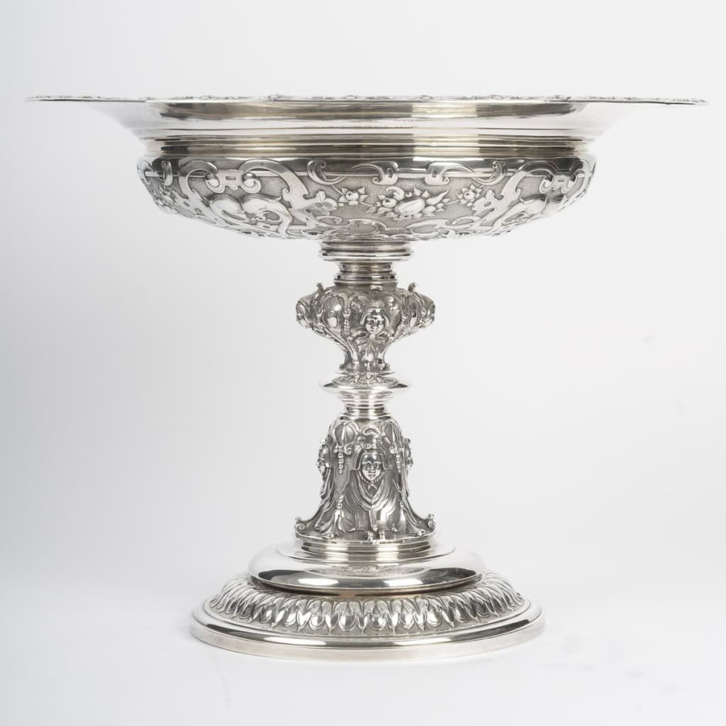 Charles-Nicolas ODIOT Importante coupe néo-Renaissance sur piédouche en argent massif XIXe 4