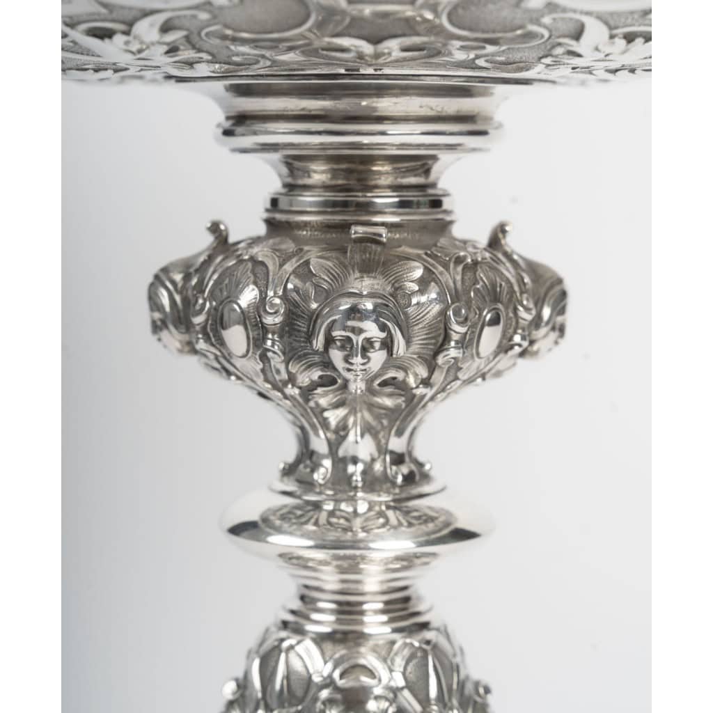 Charles-Nicolas ODIOT Importante coupe néo-Renaissance sur piédouche en argent massif XIXe 6