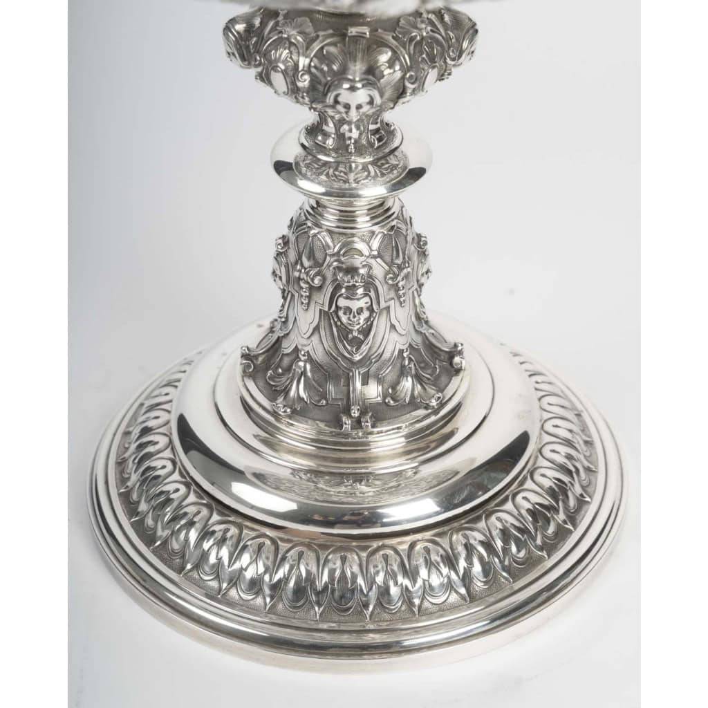 Charles-Nicolas ODIOT Importante coupe néo-Renaissance sur piédouche en argent massif XIXe 7
