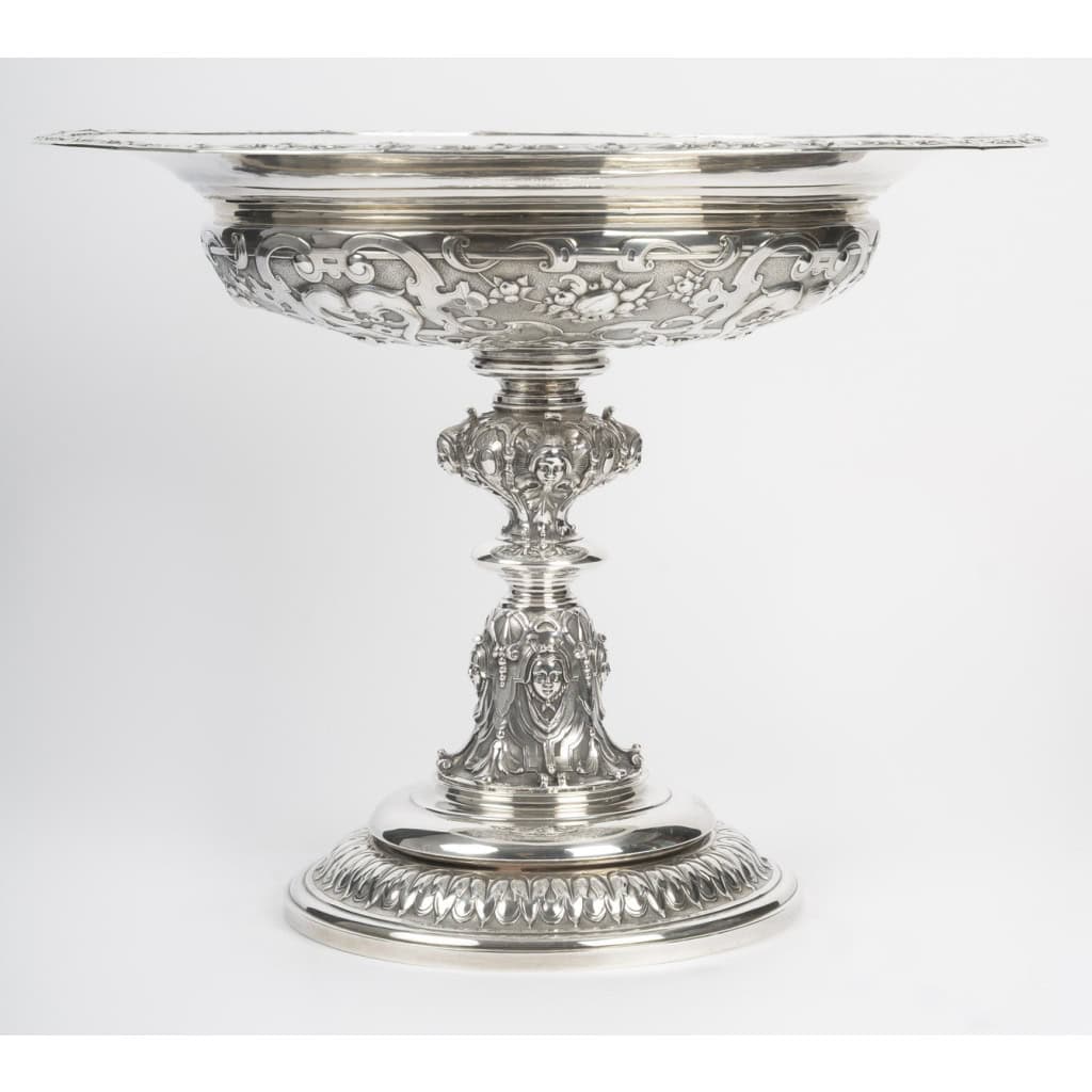 Charles-Nicolas ODIOT Importante coupe néo-Renaissance sur piédouche en argent massif XIXe 3