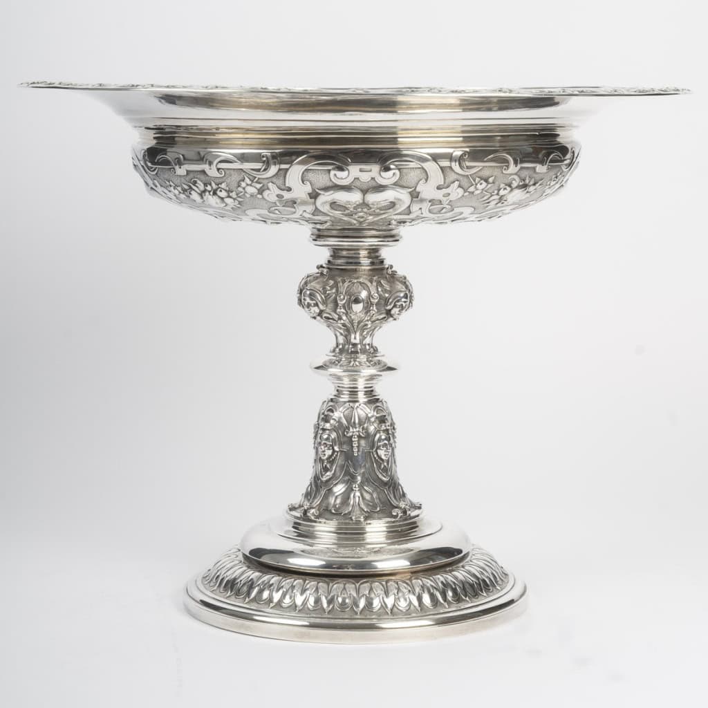 Charles-Nicolas ODIOT Importante coupe néo-Renaissance sur piédouche en argent massif XIXe 9
