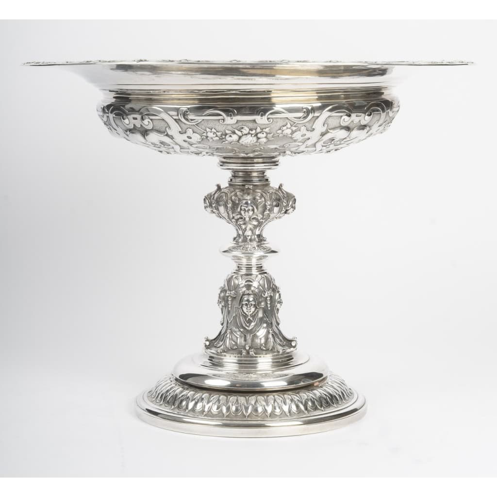 Charles-Nicolas ODIOT Importante coupe néo-Renaissance sur piédouche en argent massif XIXe 10