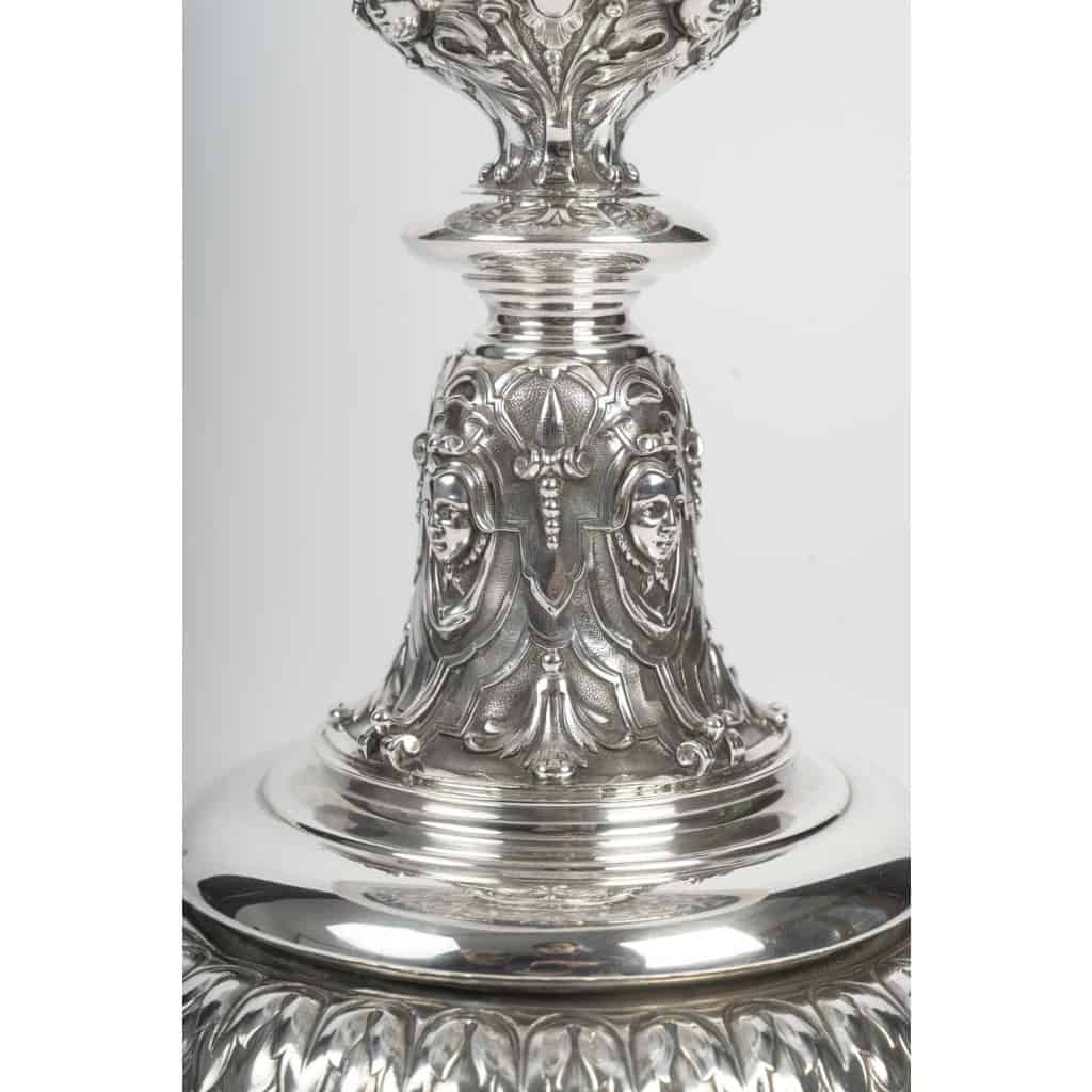 Charles-Nicolas ODIOT Importante coupe néo-Renaissance sur piédouche en argent massif XIXe 13