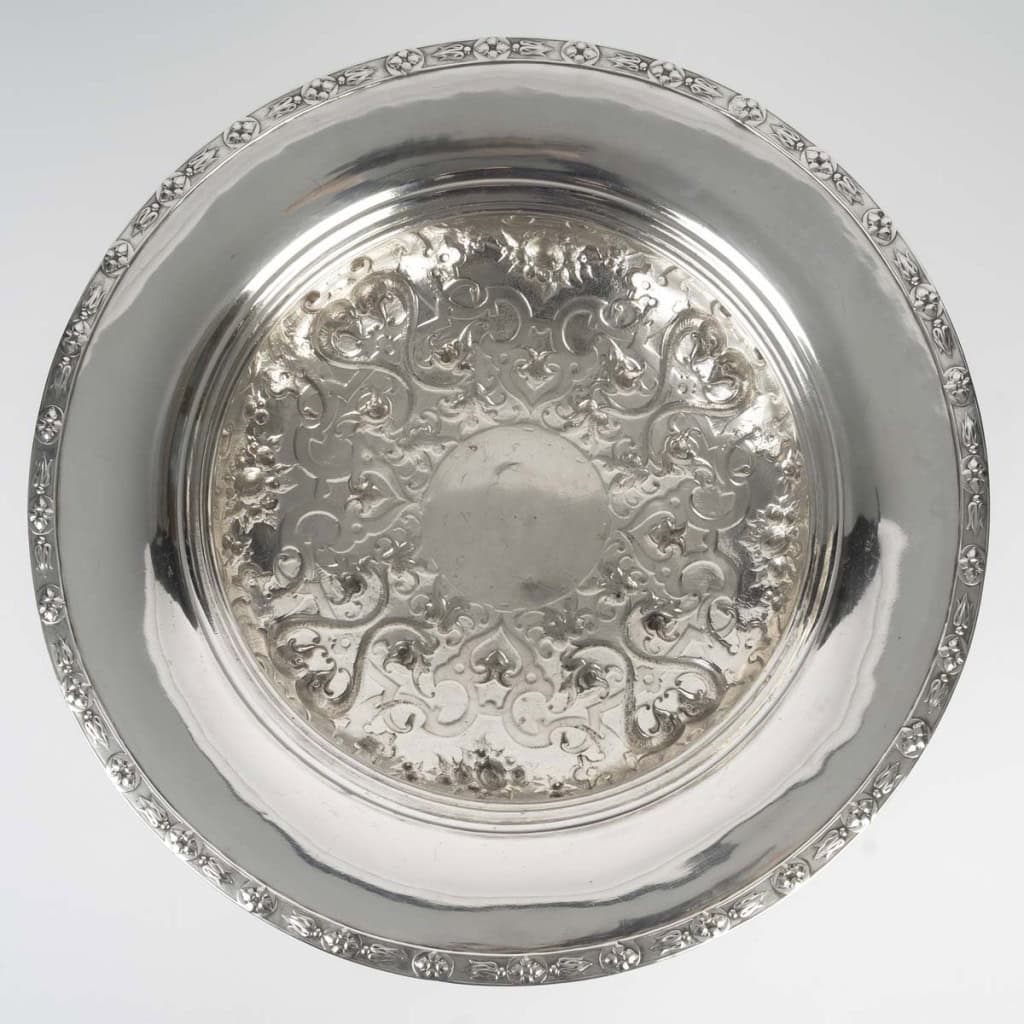 Charles-Nicolas ODIOT Importante coupe néo-Renaissance sur piédouche en argent massif XIXe 17