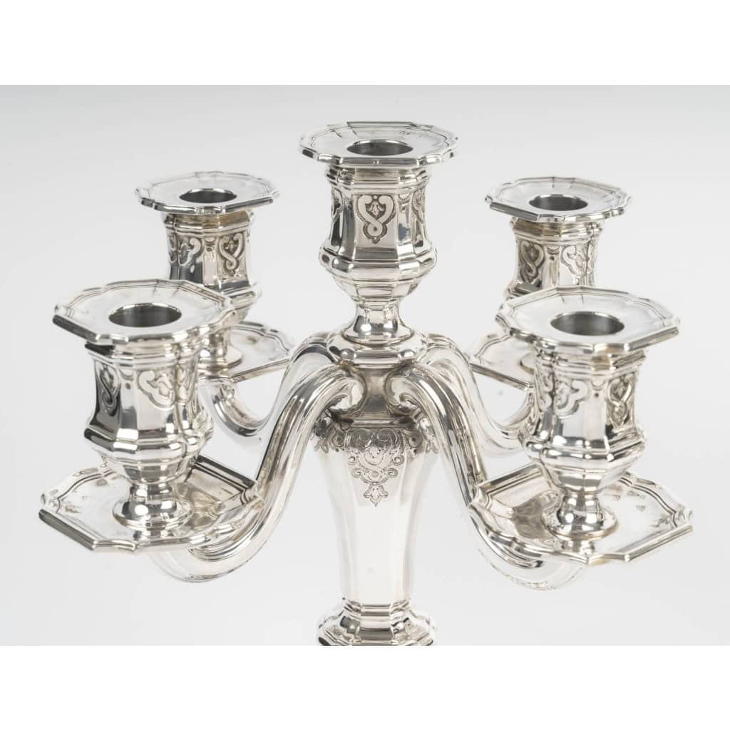 Charles CHRISTOFLE Paire de candélabres dits “bouts de table » Argent massif XIXᵉ siècle 5 Charles CHRISTOFLE Paire de candélabres dits “bouts de table » Argent massif XIXᵉ siècle 5