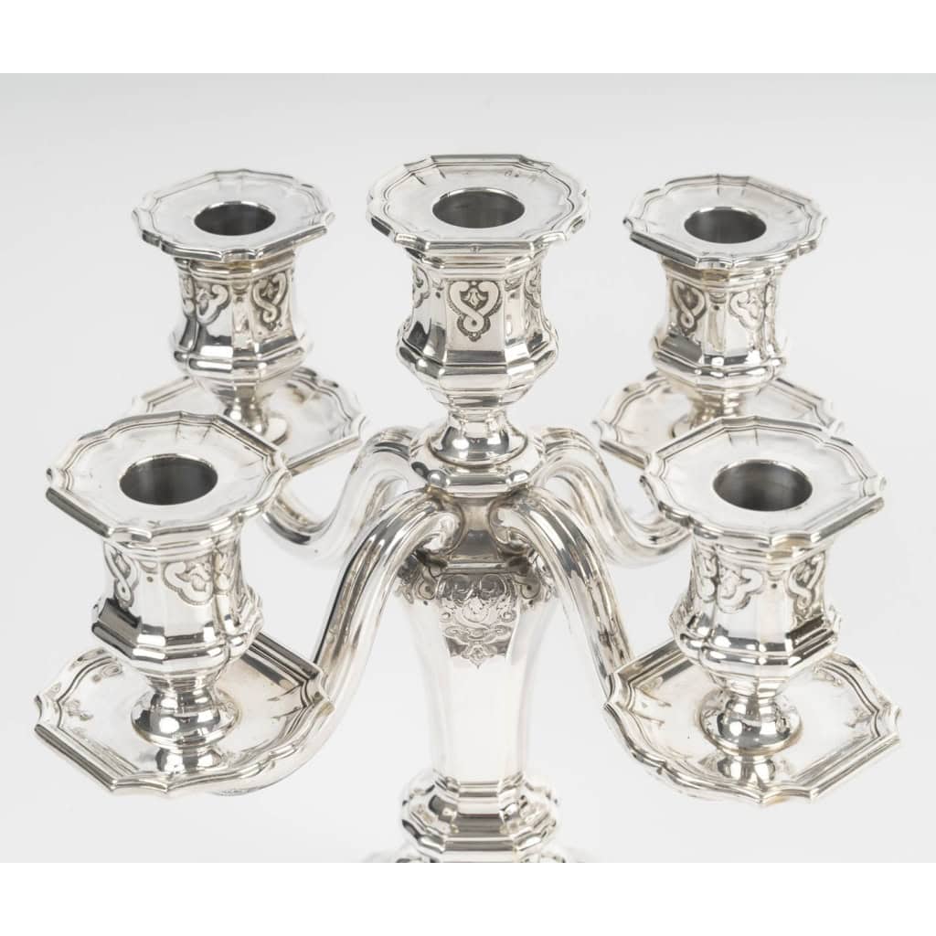 Charles CHRISTOFLE Paire de candélabres dits “bouts de table » Argent massif XIXᵉ siècle 6 Charles CHRISTOFLE Paire de candélabres dits “bouts de table » Argent massif XIXᵉ siècle 6