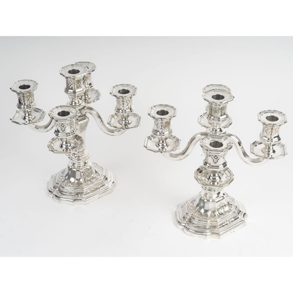 Charles CHRISTOFLE Paire de candélabres dits “bouts de table » Argent massif XIXᵉ siècle 10 Charles CHRISTOFLE Paire de candélabres dits “bouts de table » Argent massif XIXᵉ siècle 10