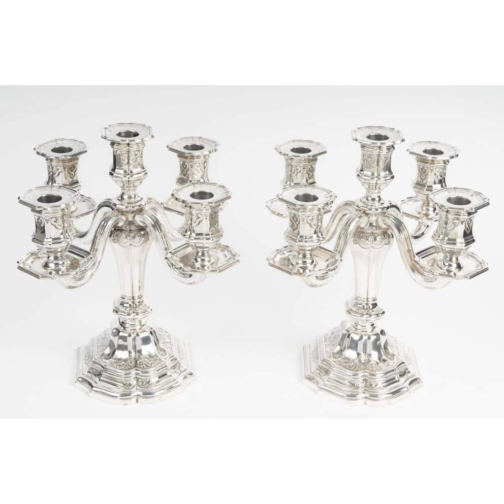 Charles CHRISTOFLE Paire de candélabres dits “bouts de table » Argent massif XIXᵉ siècle 11 Charles CHRISTOFLE Paire de candélabres dits “bouts de table » Argent massif XIXᵉ siècle 11