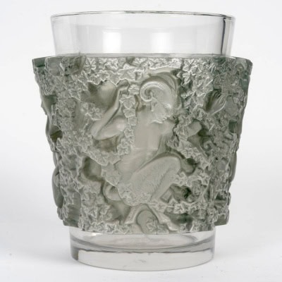 1938 René Lalique – Vase Bacchus Verre Blanc Patiné Bleu 1938 René Lalique – Vase Bacchus Verre Blanc Patiné Bleu