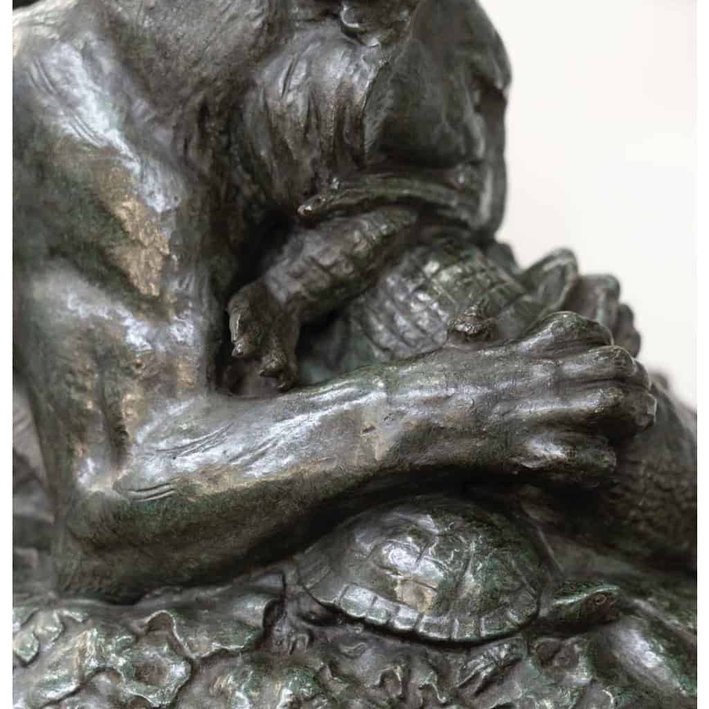 Sculpture – Tigre Dévorant Un Gavial , Antoine – Louis Barye (1795-1875) – Bronze 11