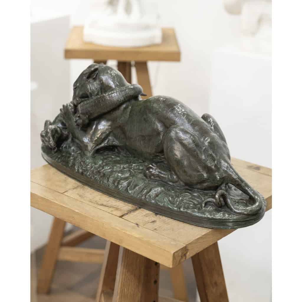 Sculpture – Tigre Dévorant Un Gavial , Antoine – Louis Barye (1795-1875) – Bronze 7