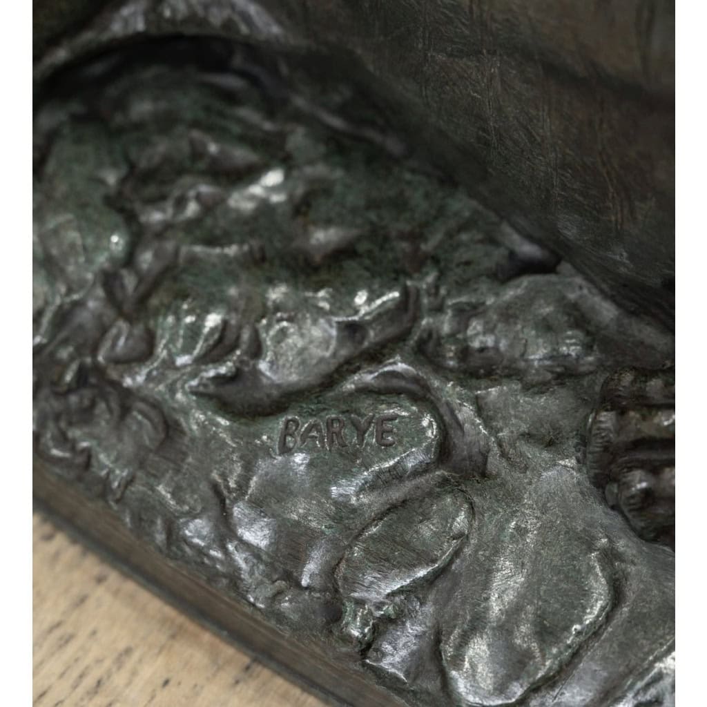 Sculpture – Tigre Dévorant Un Gavial , Antoine – Louis Barye (1795-1875) – Bronze 13