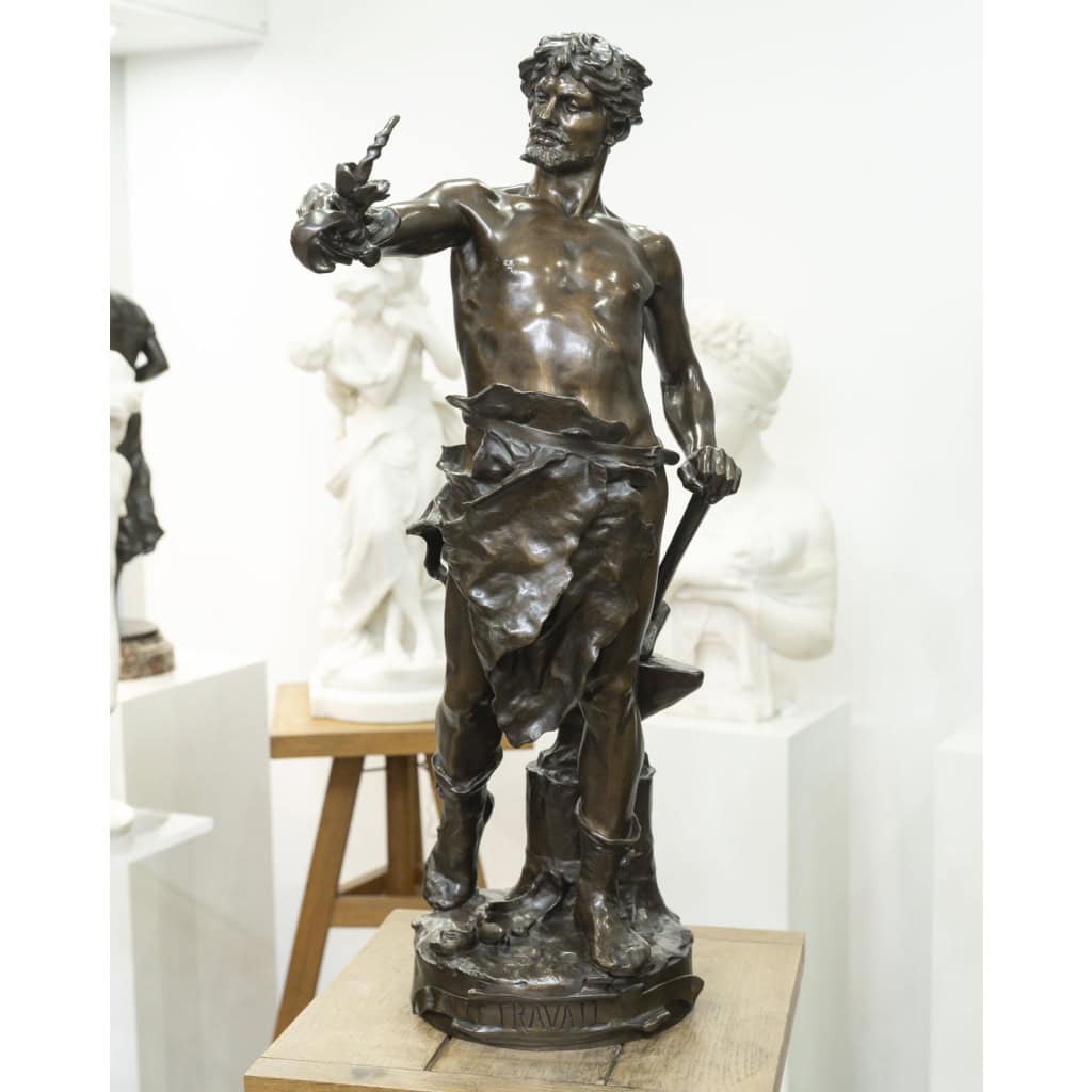 Sculpture – Le Travail , Eugène Marioton (1857-1933) – Bronze 3