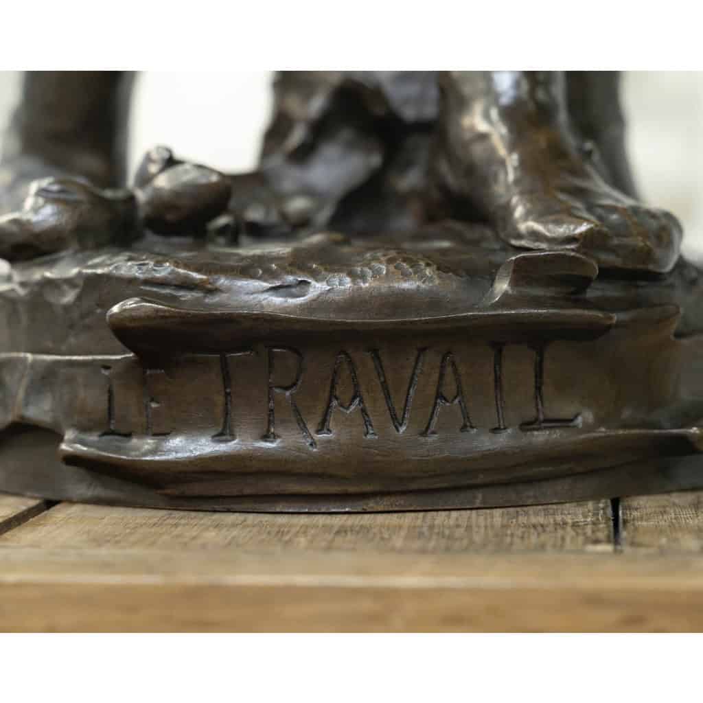 Sculpture – Le Travail , Eugène Marioton (1857-1933) – Bronze 12