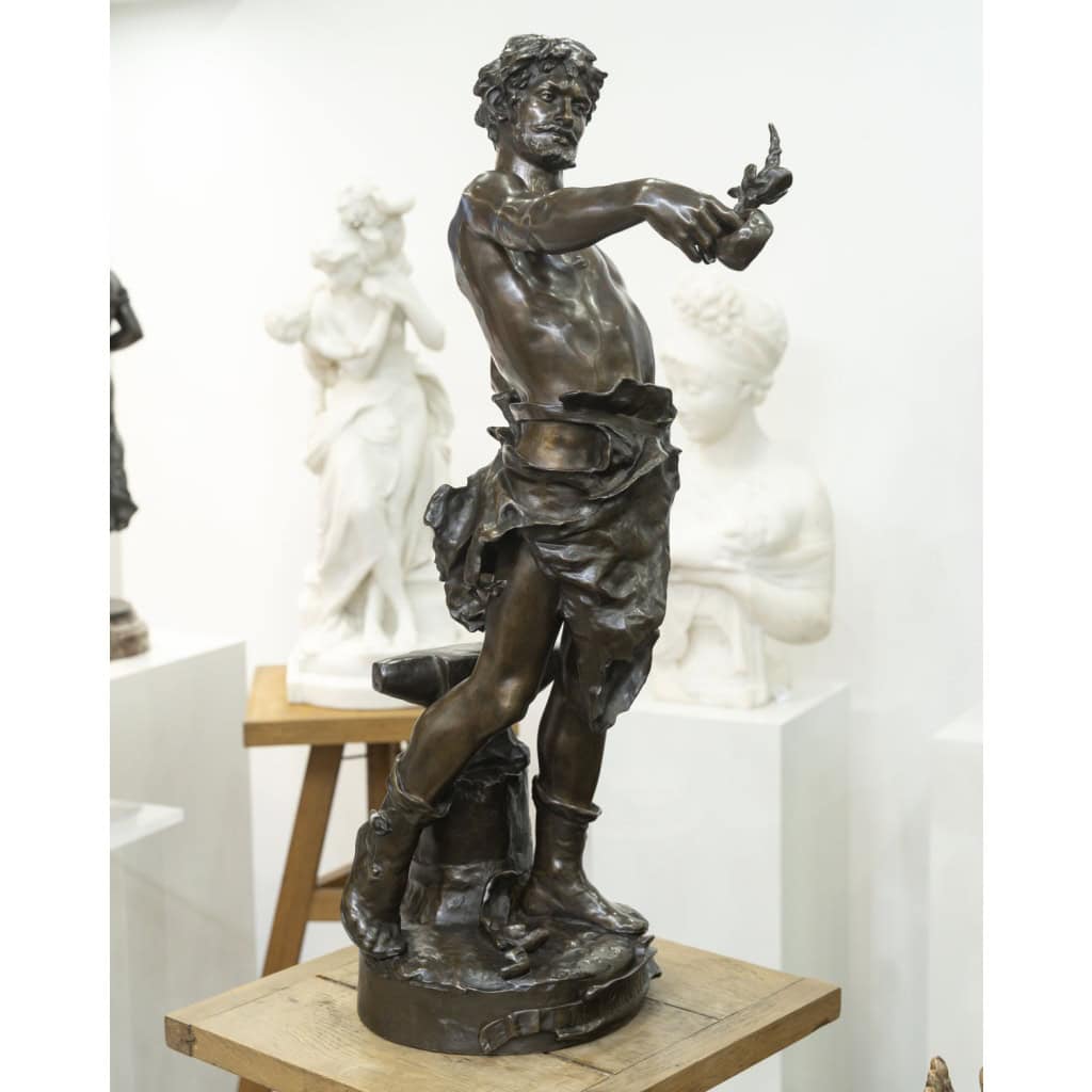 Sculpture – Le Travail , Eugène Marioton (1857-1933) – Bronze 5