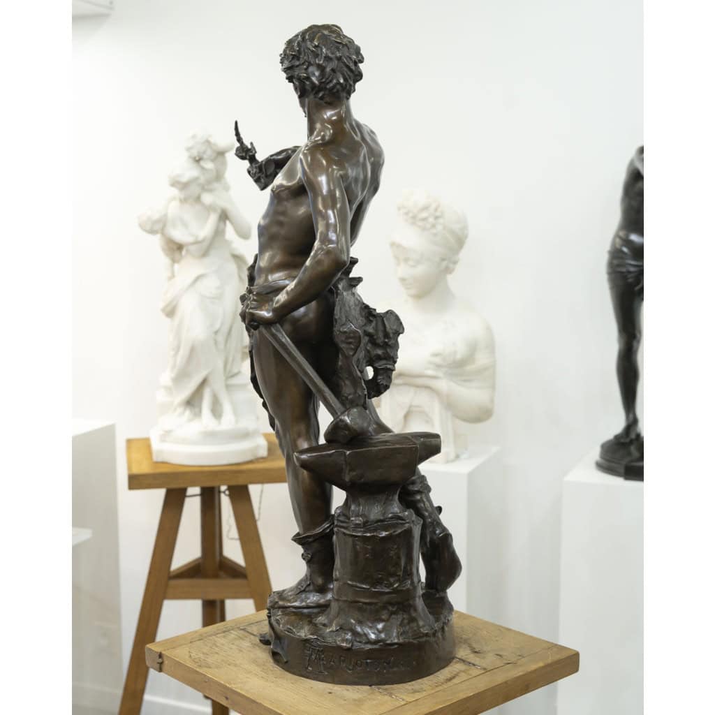 Sculpture – Le Travail , Eugène Marioton (1857-1933) – Bronze 9