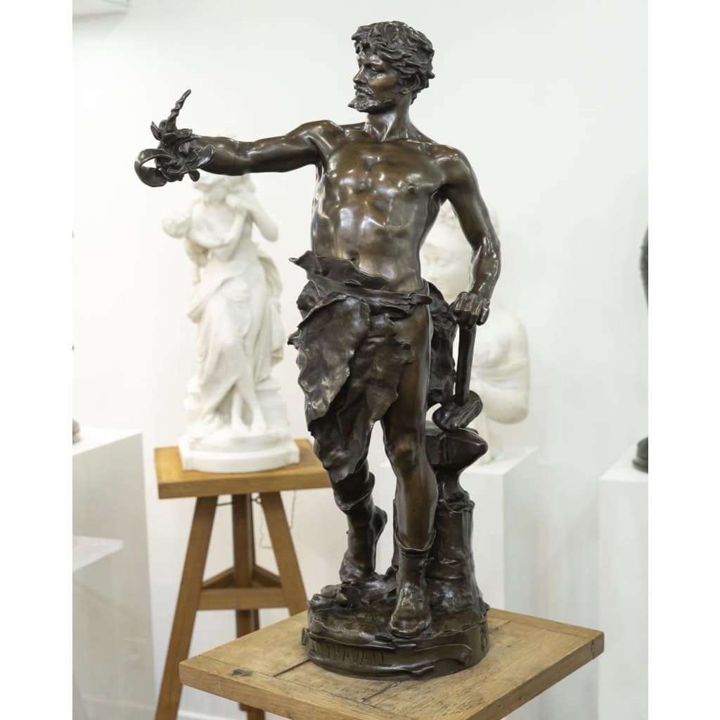 Sculpture – Le Travail , Eugène Marioton (1857-1933) – Bronze 4