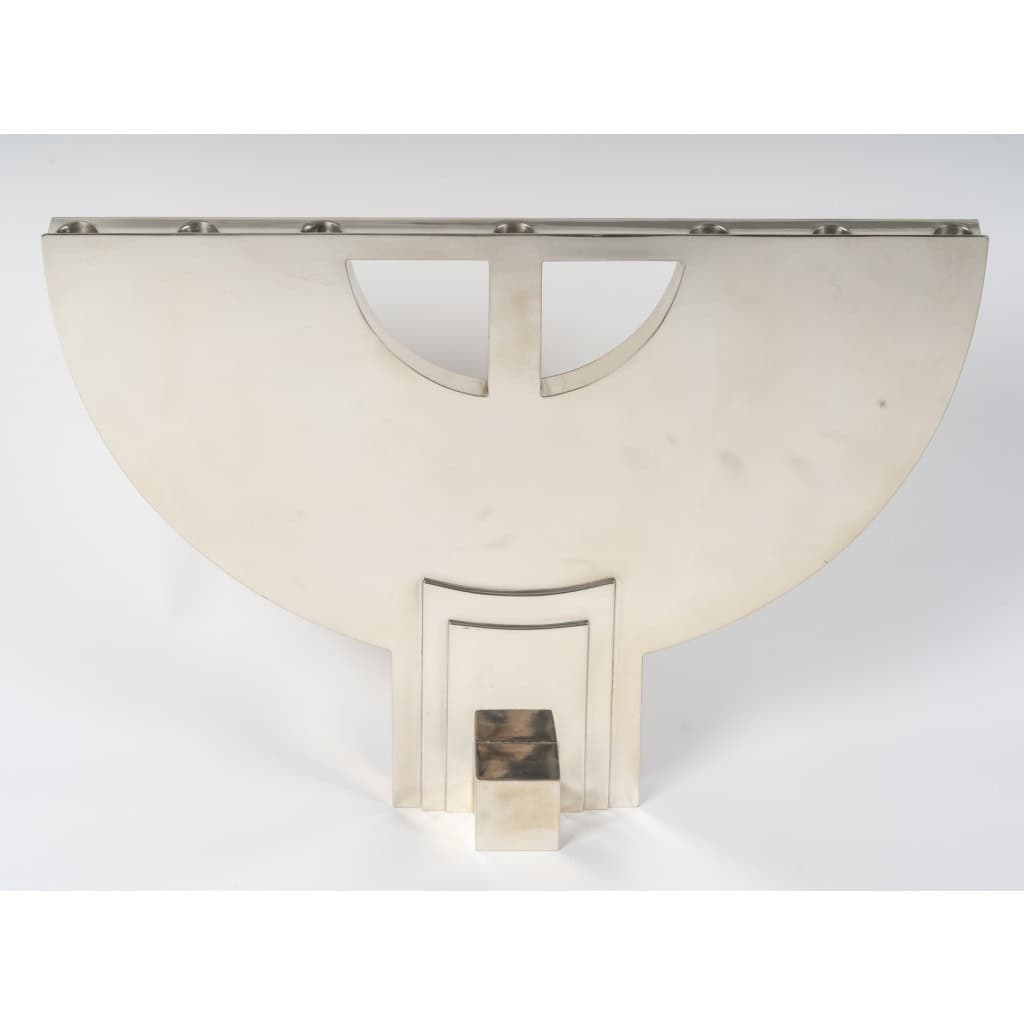 CLETO MUNARI – Chandelier moderniste à 7 bougies argent massif Circa 1980 4