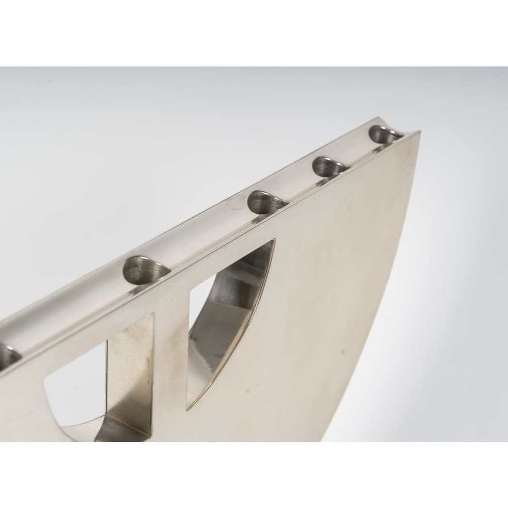 CLETO MUNARI – Chandelier moderniste à 7 bougies argent massif Circa 1980 11