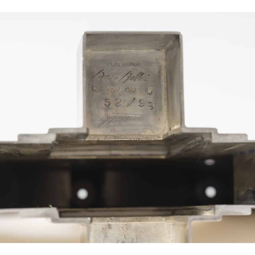 CLETO MUNARI – Chandelier moderniste à 7 bougies argent massif Circa 1980 15