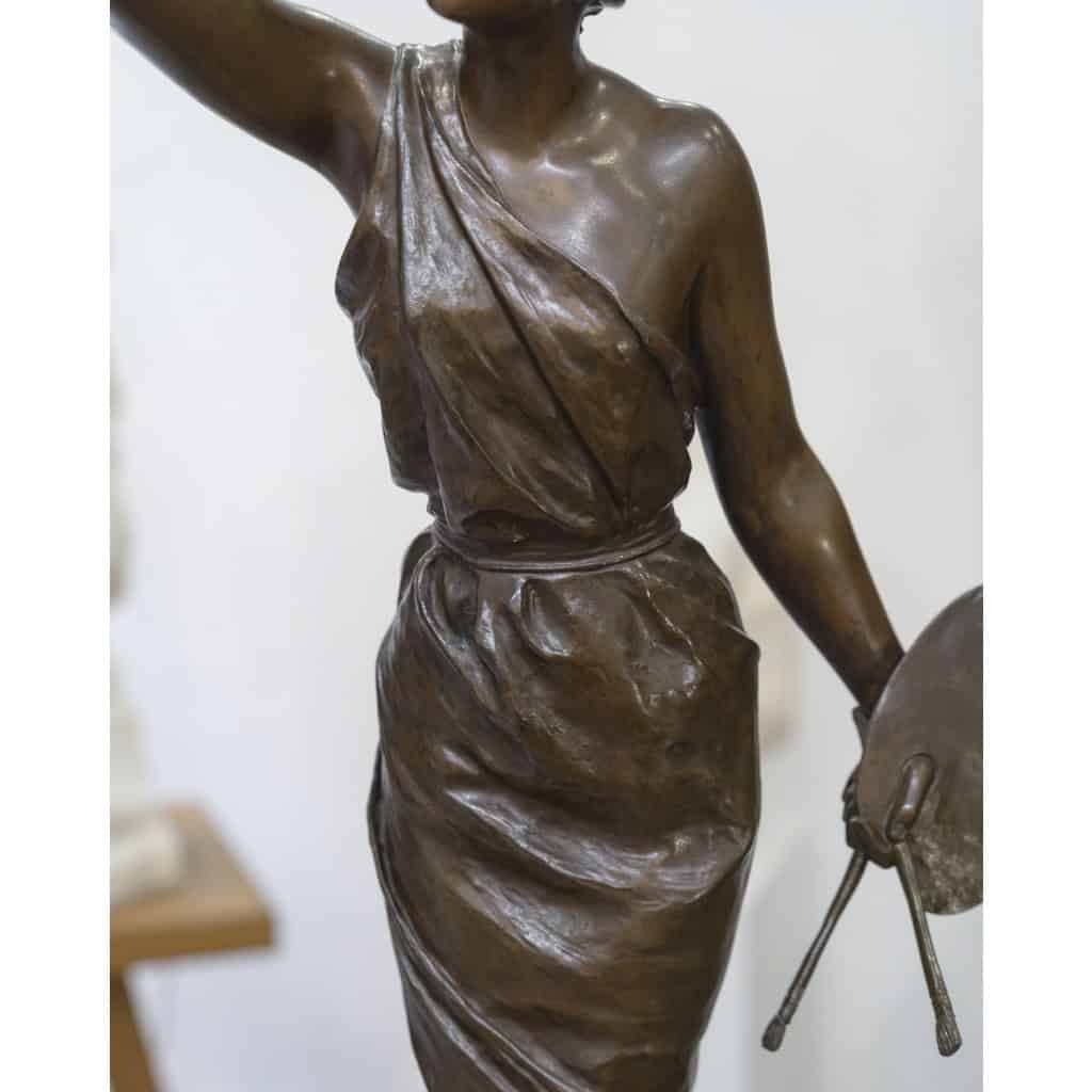 Sculpture – L&rsquo; Amour De L&rsquo; Art , Emmanuel Villanis (1858-1914) – Bronze 7
