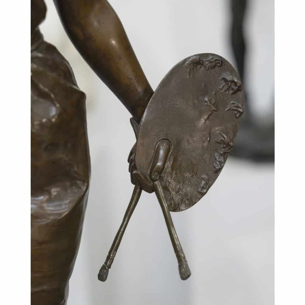 Sculpture – L&rsquo; Amour De L&rsquo; Art , Emmanuel Villanis (1858-1914) – Bronze 8