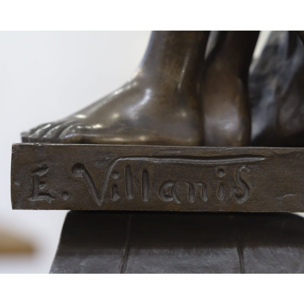 Sculpture – L&rsquo; Amour De L&rsquo; Art , Emmanuel Villanis (1858-1914) – Bronze 11